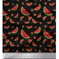 thumbnail image 1 of Soimoi Black polyester Crepe Fabric Watermelon Fruits Decor Fabric Printed Yard 52 Inch Wide, 1 of 3