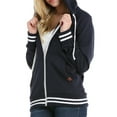 thumbnail image 2 of Doublju Women's Lightweight Thin Varsity Stripe Zip Up Hoodie Jacekt with Plus Size, 2 of 4