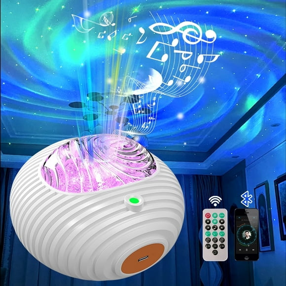 iDiskk Proyector de Estrellas Proyector de Luna Galaxia Que Cambia de 14 Colores con Altavoz de Música Bt para Regalo de Niños y Adultos