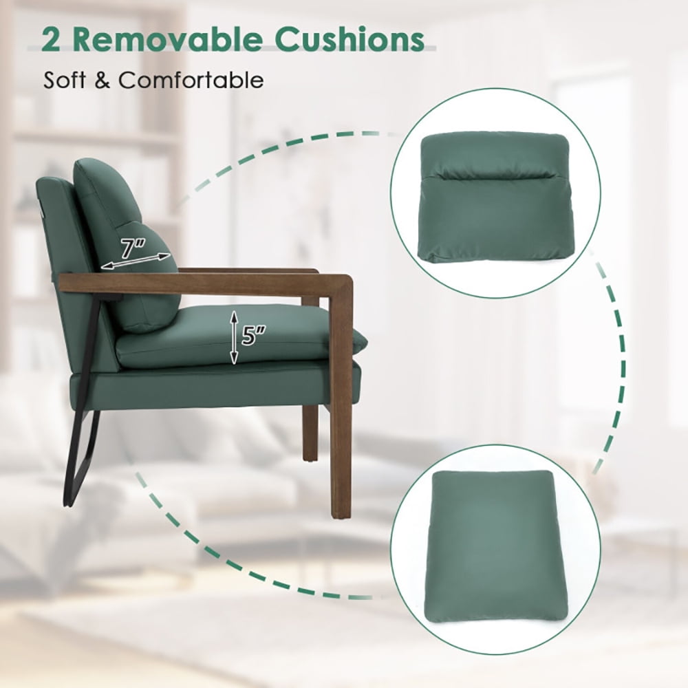 Finihen Accent Armchair, Classic Accent Armchair with Rubber Wood Legs and Armrests, for Living Room, Bedroom, Green Finihen Accent Armchair, Classic Accent Armchair with Rubber Wood Legs and Armrests, for Living Room, Bedroom, Green
