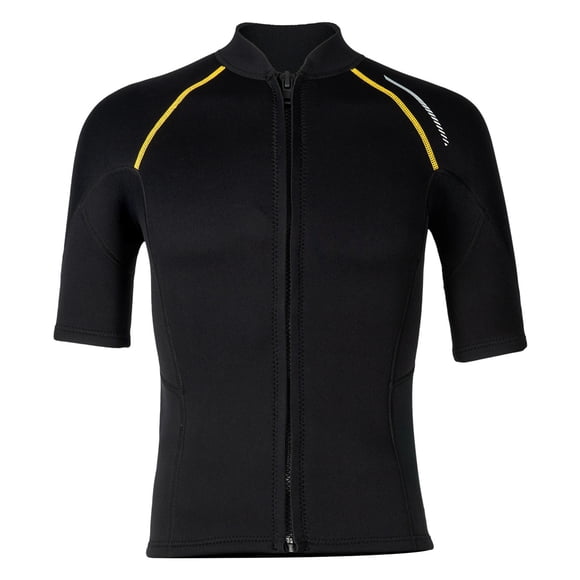 Linjinx 15mm Neoprene Swim Top For Men Short Sleeve Rash Guard Shirts Professional Swimwear Black XL