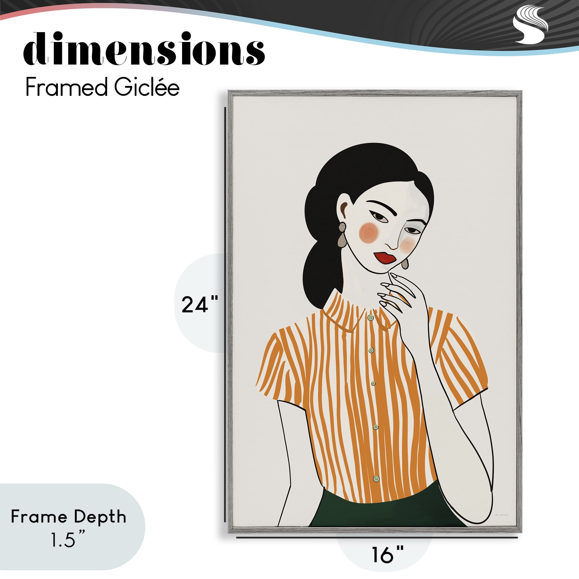 Stupell Industries Woman in Orange Blouse Gray Framed Giclee Art, design by Omar Escalante