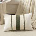 thumbnail image 4 of Fancy Homi Set of 2 Boho Olive Green Lumbar Decorative Throw Pillow Cover 12x20 inch for Couch Bed Sofa Chair, Modern Organic Farmhouse Home Decor, Soft Cotton Cute Accent Rectangle Cushion Case, 4 of 6