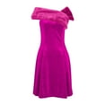 thumbnail image 2 of ClodeEU Women's Velvet Strapless Dress with Detachable Cape, Guest Party Dress Off Shoulder Midi Dresses Hot Pink,Womens Plus M, 2 of 6