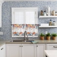 thumbnail image 3 of Fall Pumpkin Tier Curtains 24 Inch Length, Thanksgiving Watercolor Blue Orange Leaves Rod Pocket Kitchen Tier Curtains 2 Panels, Farmhouse Small Window Treatment Tiers for Cafe Bathroom, 27.5"x24", 3 of 5