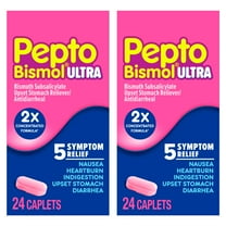 Pepto Bismol ULTRA Caplets, Fast 5-Symptom Upset Stomach Relief, 48 Ct (2x24 Ct)
