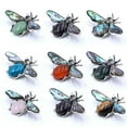 thumbnail image 2 of K-KED 5PCS Bee Mixed Natural Stone Body Abalone Wings Vintage Silver Pin Brooch-Gold Sand Stone, 2 of 9