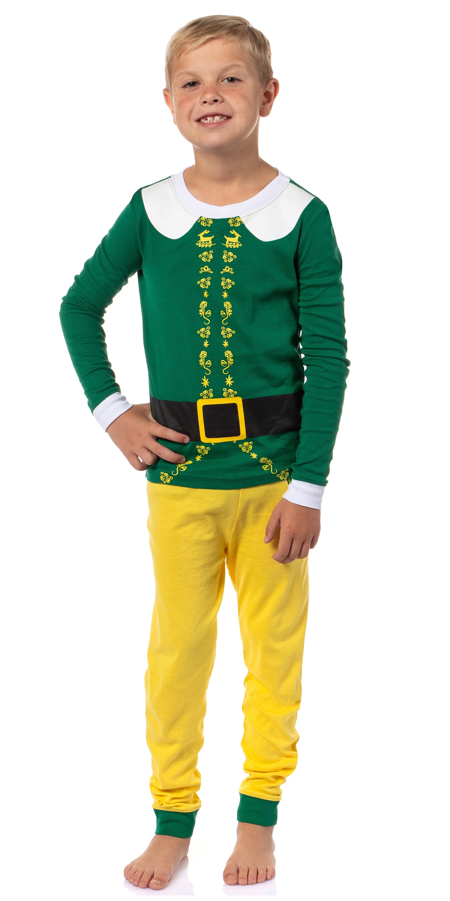 Elf Holiday Classic Movie Boy's Buddy The Elf Tight Fit Long Sleeve Long Pant Loungewear Sleep Pajama Set