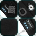 thumbnail image 4 of Morttic Unisex Bluetooth Beanie Hat with Light,4 LED USB Rechargeable Wireless Headphones Tech Caps (Black), 4 of 10