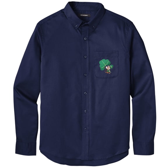 Men's IRISH MOUSE PATCH Twill Shirt with Pocket, 2XL Navy Blue