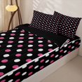 thumbnail image 3 of Erosebridal Hot Pink Black Polka Dot Zipper Queen Comforter Set with Fitted Sheet and 2 Pillowcases,Dual Tone Circle Girl Zipper Bedding Set For Girls,Black Reversible,4pcs, 3 of 7