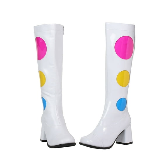Womens White Knee High Dotty Costume Boots size 7