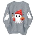thumbnail image 4 of Girls Halloween Print Crewneck Sweatshirt Long Sleeve Pullover For Kids, 4 of 5