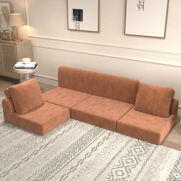 Youmumeub Modular Sofa Bed, Reconfigurable 2-Seat Futon Couch and Sleeper in Green Corduroy, Memory Foam