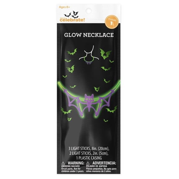 Bat Glow Necklace Party Favor, Green and Purple, Halloween by Way To Celebrate