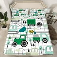 thumbnail image 2 of Castle Fairy Green Truck Boy 4-Piece Full Size Sheets,Construction Vehicles Bed Sheets,Geometric Plaid Lightweight Sheet Sets,Luxury Bedroom Decor, 2 of 7