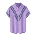 thumbnail image 5 of Inglocry Cuban Guayabera Shirts for Men Short Sleeve Casual Button Down Shirt Band Collar Beach Camp Striped Mexican Shirt Purple 2XL, 5 of 5
