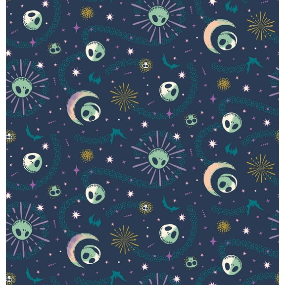 Springs Creative Disney Tim Burton's The Nightmare Before Christmas Packed Celestial Jack Cotton Fabric By the Yard