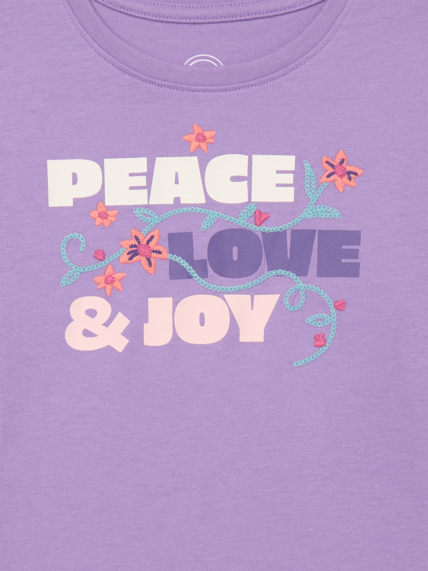 Wonder Nation Girls Embellished Tee with Long Sleeves, Sizes 4-18 & Plus
