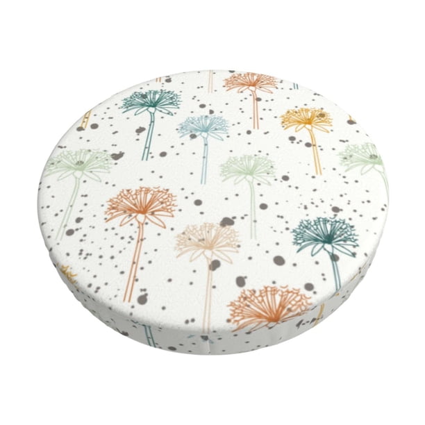 Disketp Dandelion Funda Redonda para Taburete, Funda de Cojín para Silla de Bar Suave y Elástica-13 inch