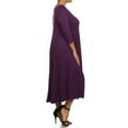 thumbnail image 3 of Women's Casual Plus Size Loose Fit 3/4 Sleeve Jersey Knit A-Line Solid Midi Dress, 3 of 4