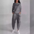 thumbnail image 2 of cfhntfmh Women 2 Piece Sets Lounge Long Sleeve Back Drawstring Tops Fall Comfy Tapered Pants Plus Size Outfits, 2 of 7