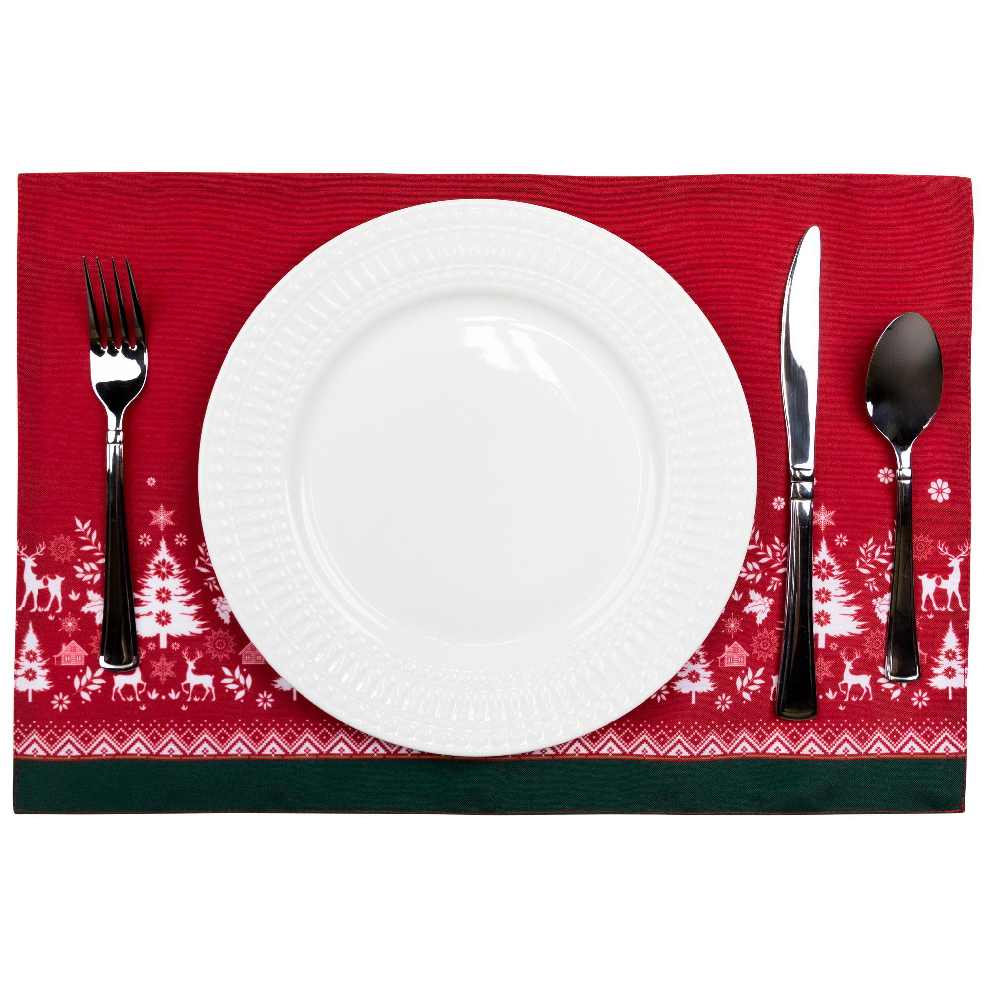 Northlight Reindeer and Snowflakes Rectangular Christmas Placemats- 18" - Set of 4