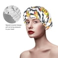 thumbnail image 5 of Black White Striped Hot Dog Print Shower Cap, Reusable Bath Hair Hat for all Hair Lengths Hair Cover with Elastic Band Double Waterproof Layers Bathing Hat, 5 of 5