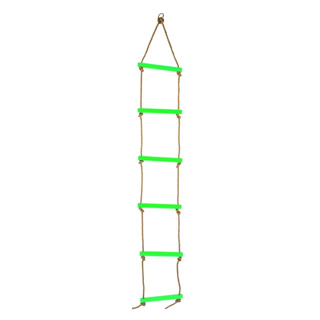 Equipo de ejercicio de juguete de escalera de escalada de cuerda para niños de seis secciones de plástico para exteriores (verde)