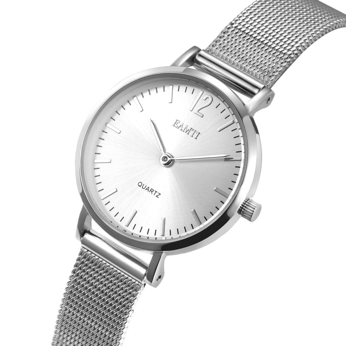 EAMTI Women's Bracelet Stainless Steel Watch, Fashion Minimalist Water Resistant Wristwatch for Women Ladies, White Case Silver Bracelet, 32mm Case