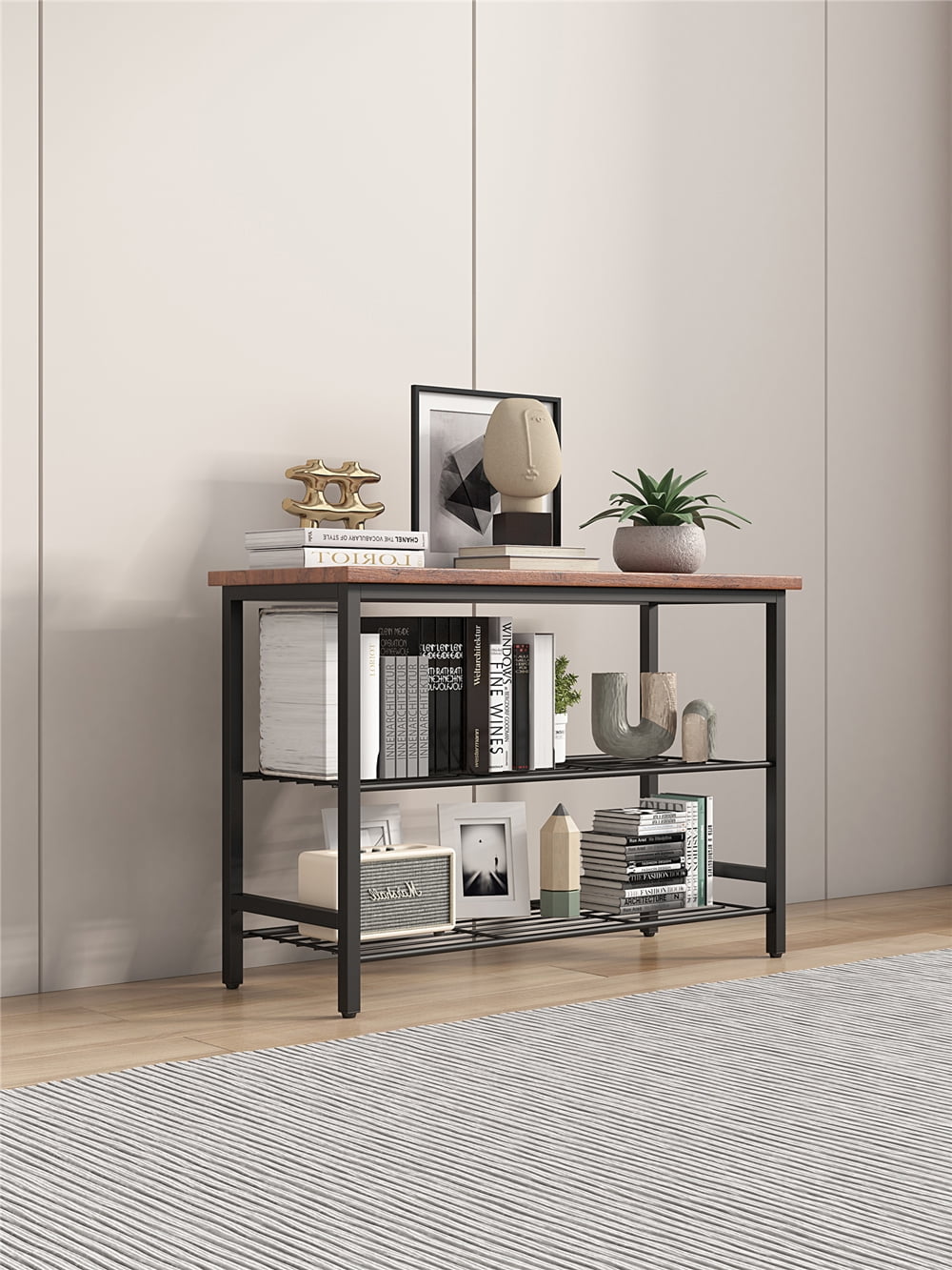 Private Jungle 3-Tier Metal Shoe Rack, Multifunctional Shoe Storage Shelf Stand with MDF Top Board, Rustic Brown Private Jungle 3-Tier Metal Shoe Rack, Multifunctional Shoe Storage Shelf Stand with MDF Top Board, Rustic Brown