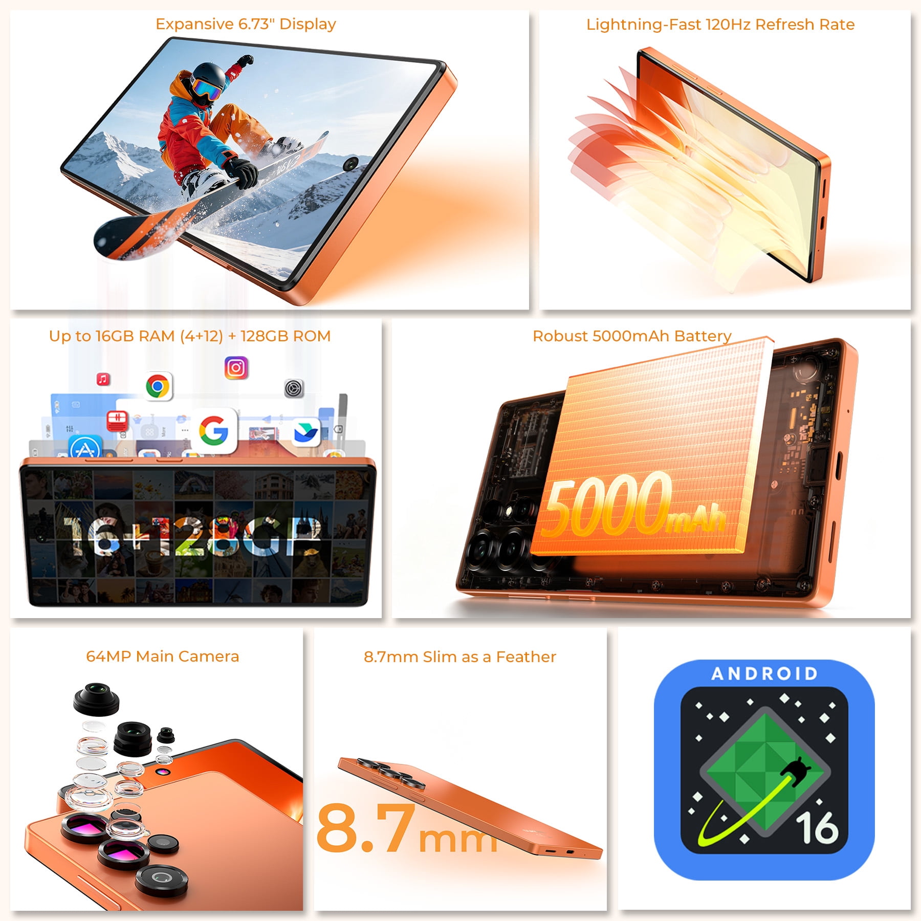 【新品】高性能OUKITEL C66 Android16 OUKITEL C66 Smartphone Android 16 Phone, 6.73” HD+ 16GB(4+