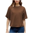 thumbnail image 2 of Camisetas Casuales de las Mujeres, Manga Corta Suelta, Cuello Redondo Casual Top para las Mujeres, 2 of 9
