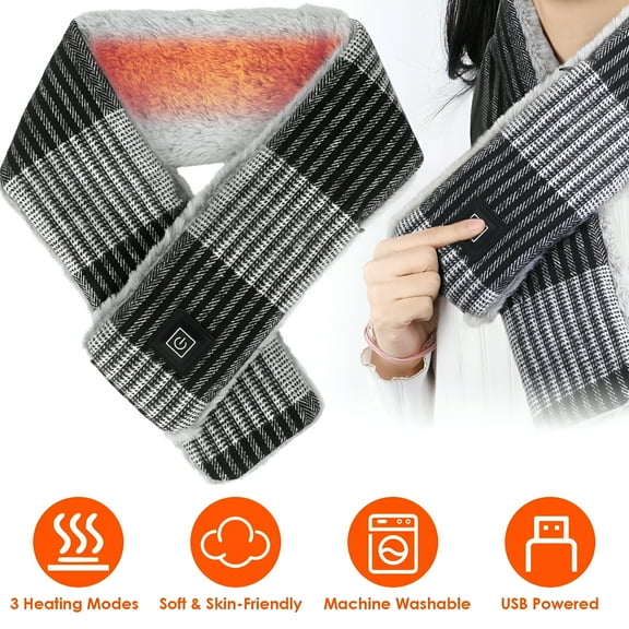 TELOLY Heated Scarf for Men Women, Winter Electric Neck Warmer with 3 Heat Settings