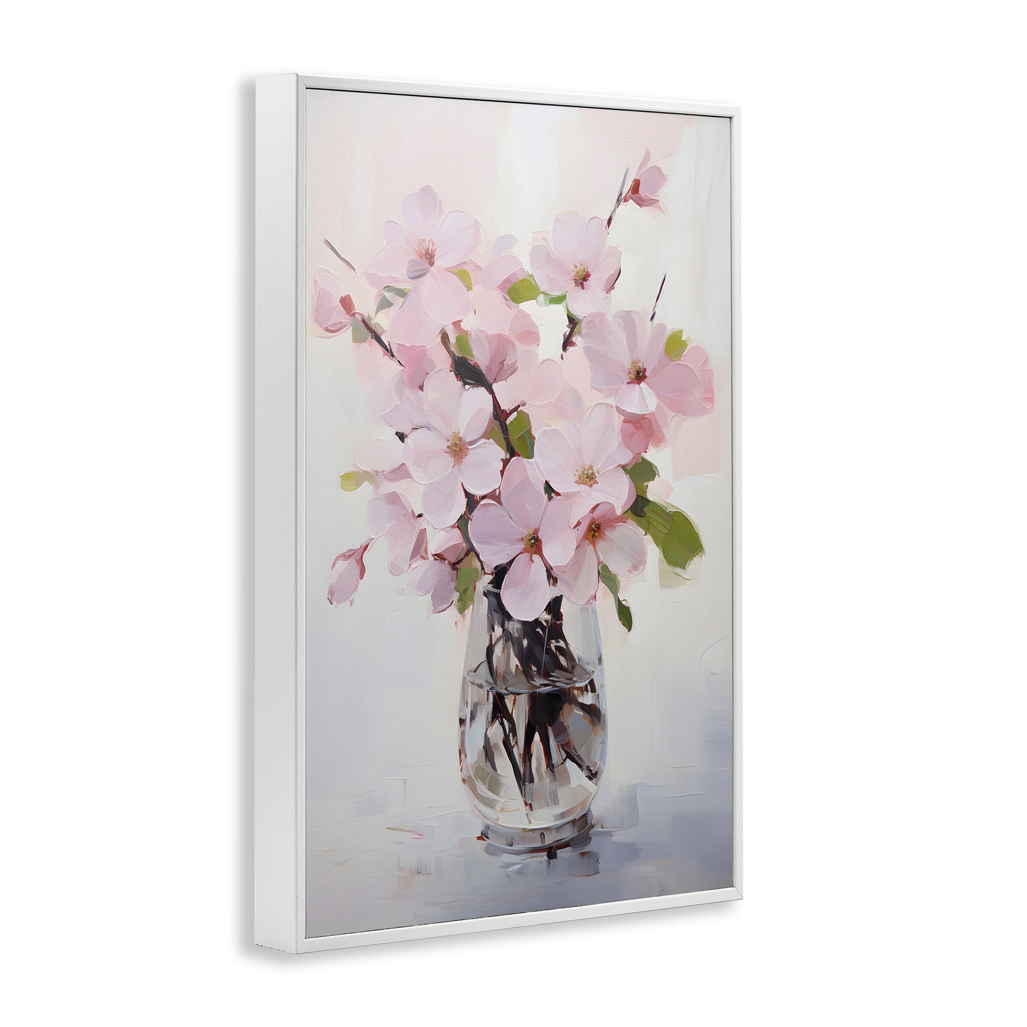 Stupell Industries Rosy Flower Vase Botanical & Floral Painting White Framed Art Print Wall Art, 16 x 24