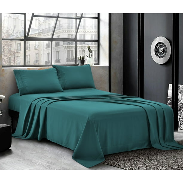Bed Sheets Cal King Sheet Set [4Piece, Teal] Hotel Luxury 1800