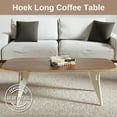 thumbnail image 2 of Hoek Rectanglar Coffee Table, 47.5" x 20" - Quick One-Click Assembly, Contemporary & Space-Saving Foldable Design, Portable Minimalist Centerpiece for Living Room (Walnut/White), 2 of 8