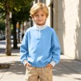 thumbnail image 6 of YUANxueke Boys & Girls Fleece Color Block Sweatshirt Long Sleeve Zip Up Mock Neck Pullover Top,Blue,7 Years, 6 of 8