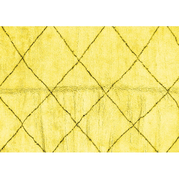 Ahgly Company Machine Washable Indoor Rectangle Solid Yellow Modern Area Rugs, 8' x 10'