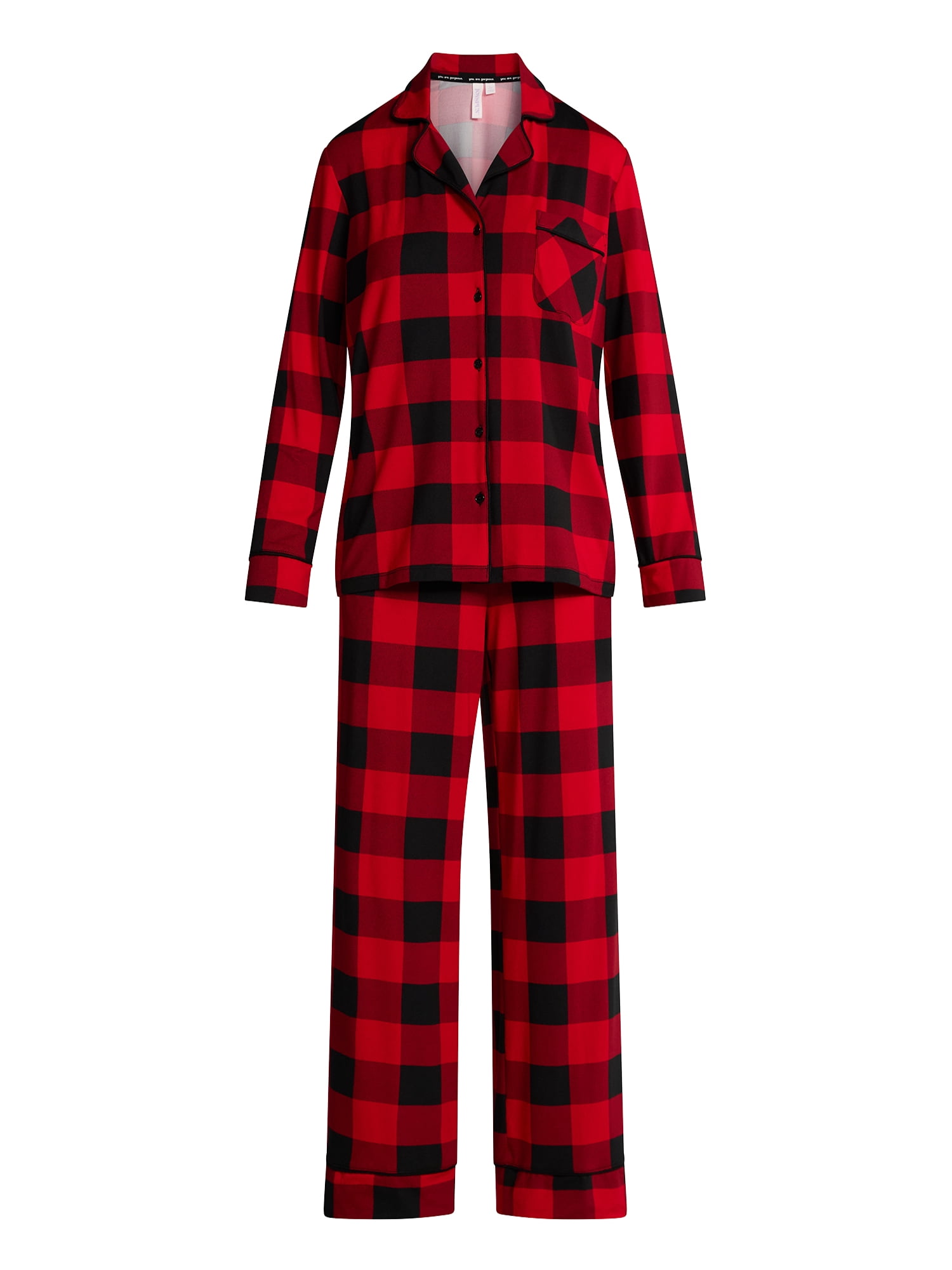 Joyspun Women’s Dreamy Soft Collection Long Sleeve Top and Pants Pajama Set, Sizes XS-4X