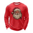 thumbnail image 2 of Christmas Shirts for Men Long Sleeve Casual Crewneck Santa Claus Graphic Distressed Waffle Shirt Holiday Party Shirts, 2 of 4