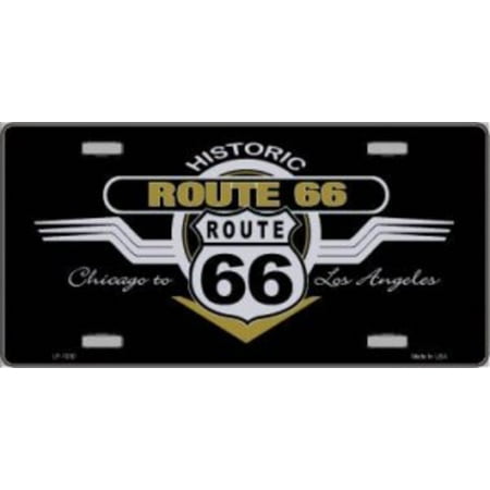 - Route 66 Historic Shield With Wings Metal License Plate