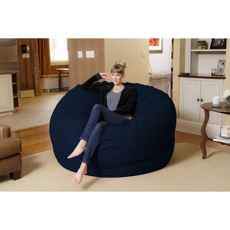Chill Sack Bean Bag Chair Memory Foam with Microsuede Cover Kids Adults 6 ft Navy Walmart