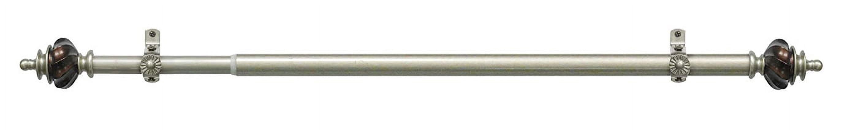 Nickel/Mahogany Decorative Telescopic Metal Curtain Rod with Contemporary Ultra Durable Polyresin Finials - Adjustable Size: 66" to 120"