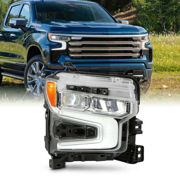 AKKON - Fits 2022-2024 Chevy Silverado 1500 LTZ RST Full LED Projector Chrome Headlight Passenger w/DRL Switchback Signal