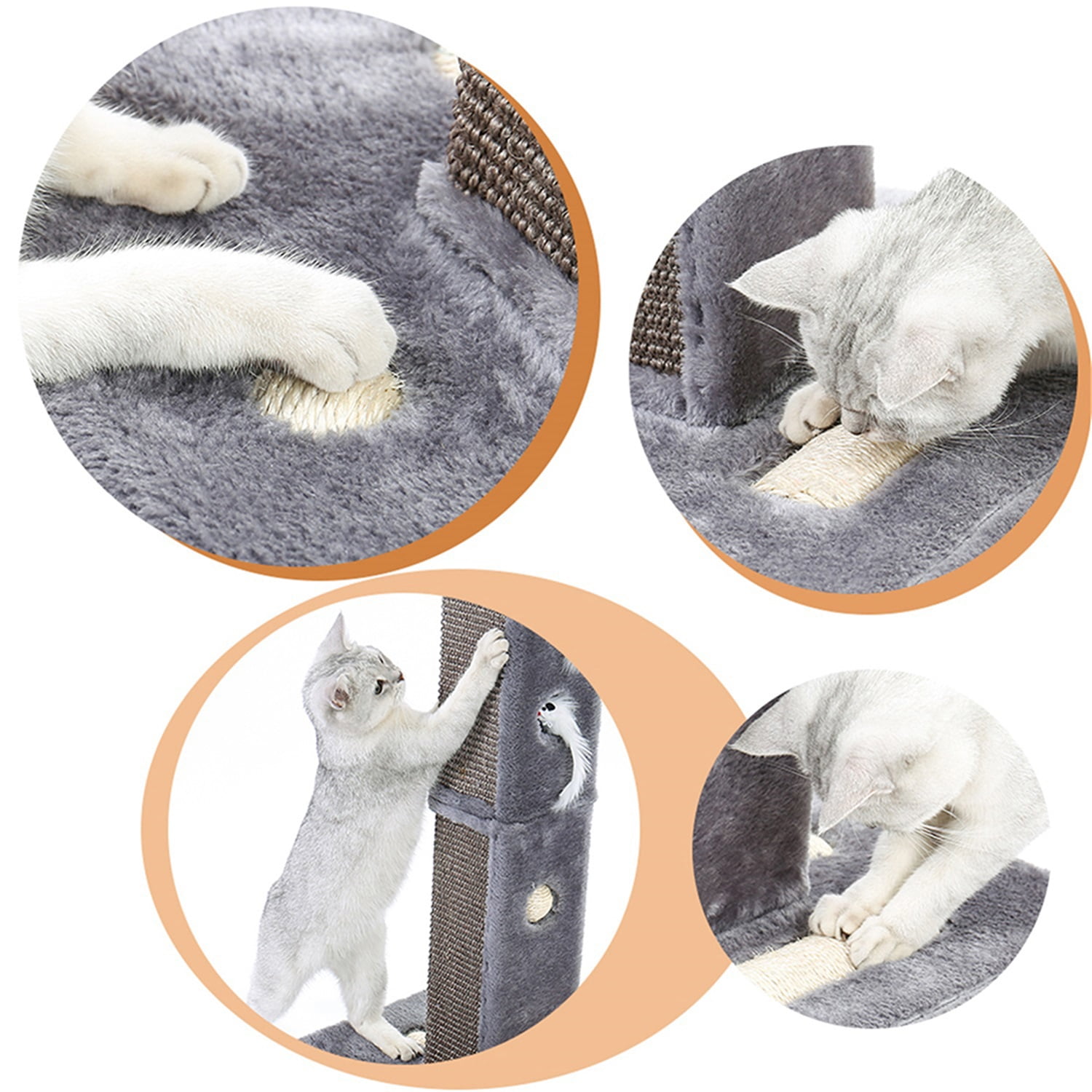 Pefilos 31" Cat Scratching Post for Large Cats with Sisal Rope and 2 Plush Ball, Indoor Square Cat Scratcher Tower Furniture, Gray Pefilos 31" Cat Scratching Post for Large Cats with Sisal Rope and 2 Plush Ball, Indoor Square Cat Scratcher Tower Furniture, Gray