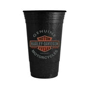 Harley-Davidson Heavyweight Hard Plastic Cup, Bar & Shield Glitter Finish 16 oz., Harley Davidson