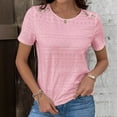 thumbnail image 2 of ZyeKqe Womens Tops Eyelet Short Sleeve Shirts Round Neck T Shirts Loose Fitted Blouses Top, 2 of 8