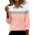 thumbnail image 3 of TaTaai 3/4 Sleeve V Neck Top for Women, Slim Fit Printed Fall Blouse, Casual Stretchy Fashion Wear, Elegant Daily Tops Gift, 3 of 5