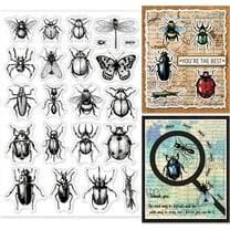 Insect Clear Stamps Silicone Clear Stamps Specimen Stamp Set for Paper Crafting Handmade Halloween Decoration DIY Scrapbook DIY